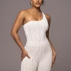 White Malibu Nights One Shoulder Bodysuit