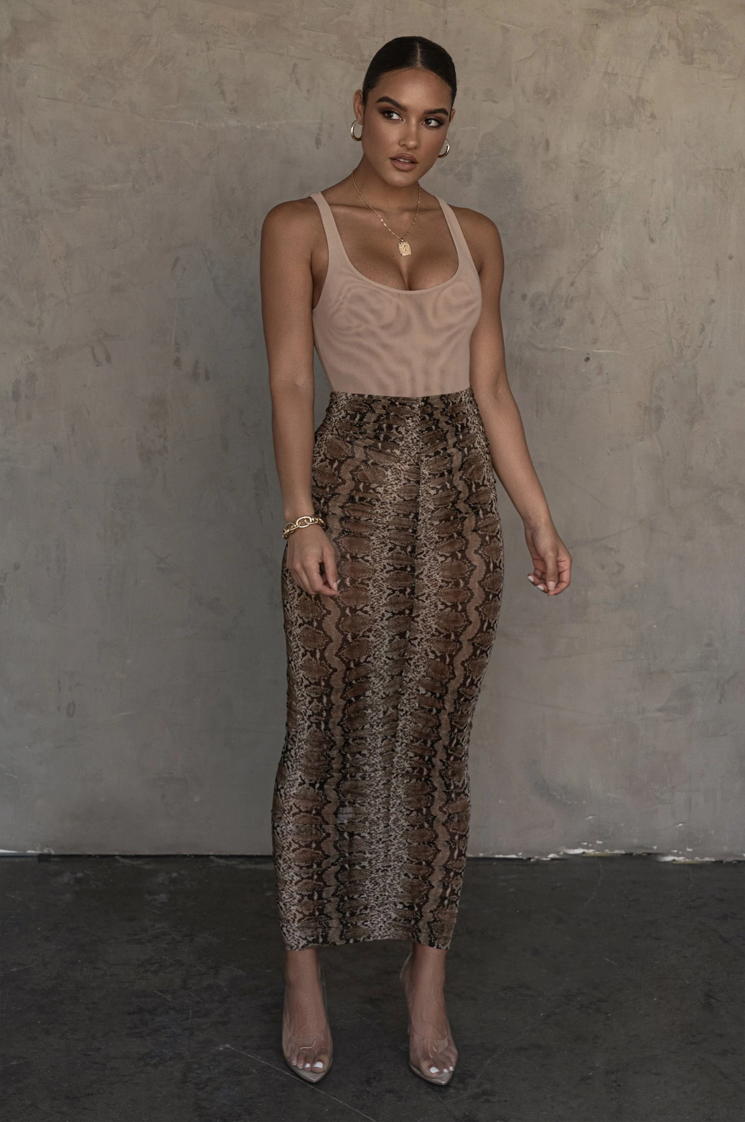 Snakeskin Poppy Ruched Mesh Skirt 1 Snakeskin Poppy Ruched Mesh Skirt